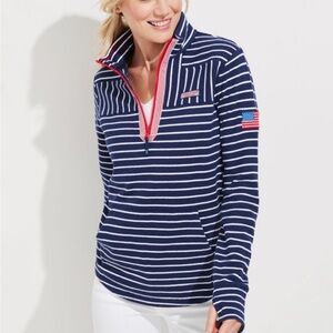 Vineyard Vines Red, White, and Blue Striped Quarter Zip